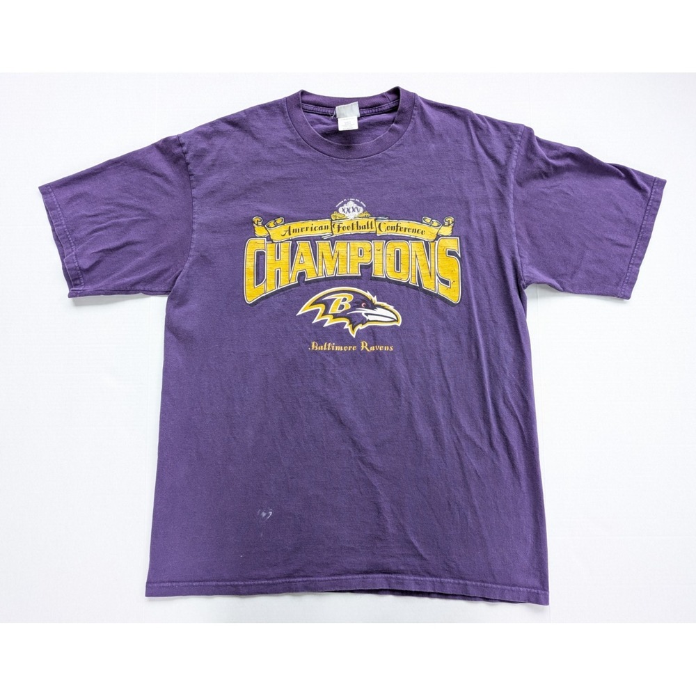 Vintage Baltimore Ravens Shirt Mens XL 2000 Super Bowl AFC Champs NFL Purple